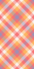 Daisy textile fabric check, trousers background seamless pattern. Spanish tartan texture vector plaid in red and orange colors.