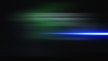 Horizontal glowing neon light streaks drift across a dark gradient, enhanced with soft overlay light and grainy VHS-inspired style. A perfect blend of speed, color, and analog mood for digital design