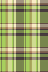 Japanese plaid tartan pattern, 1970s texture check textile. Graphical seamless vector fabric background in lime and green colors.