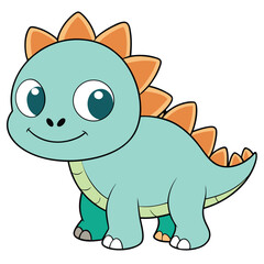 Fototapeta premium Adorable Cartoon Dinosaur Character Design with Playful Expression Featuring Bright Colors and Simple Shapes Ideal for Children s Illustrations and Animated Projects Created with Vector