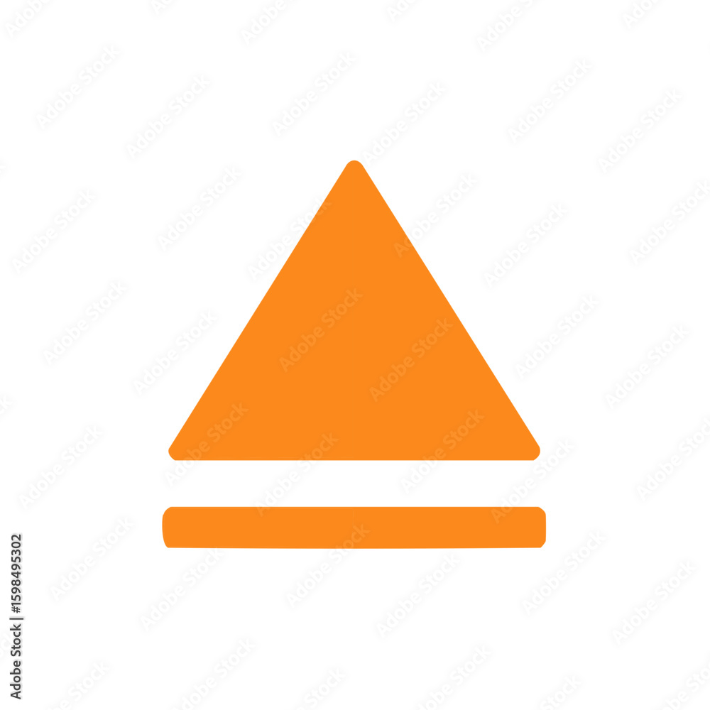 Aufkleber eject button icon in orange color featuring a simple triangle and horizontal bar design for media pl