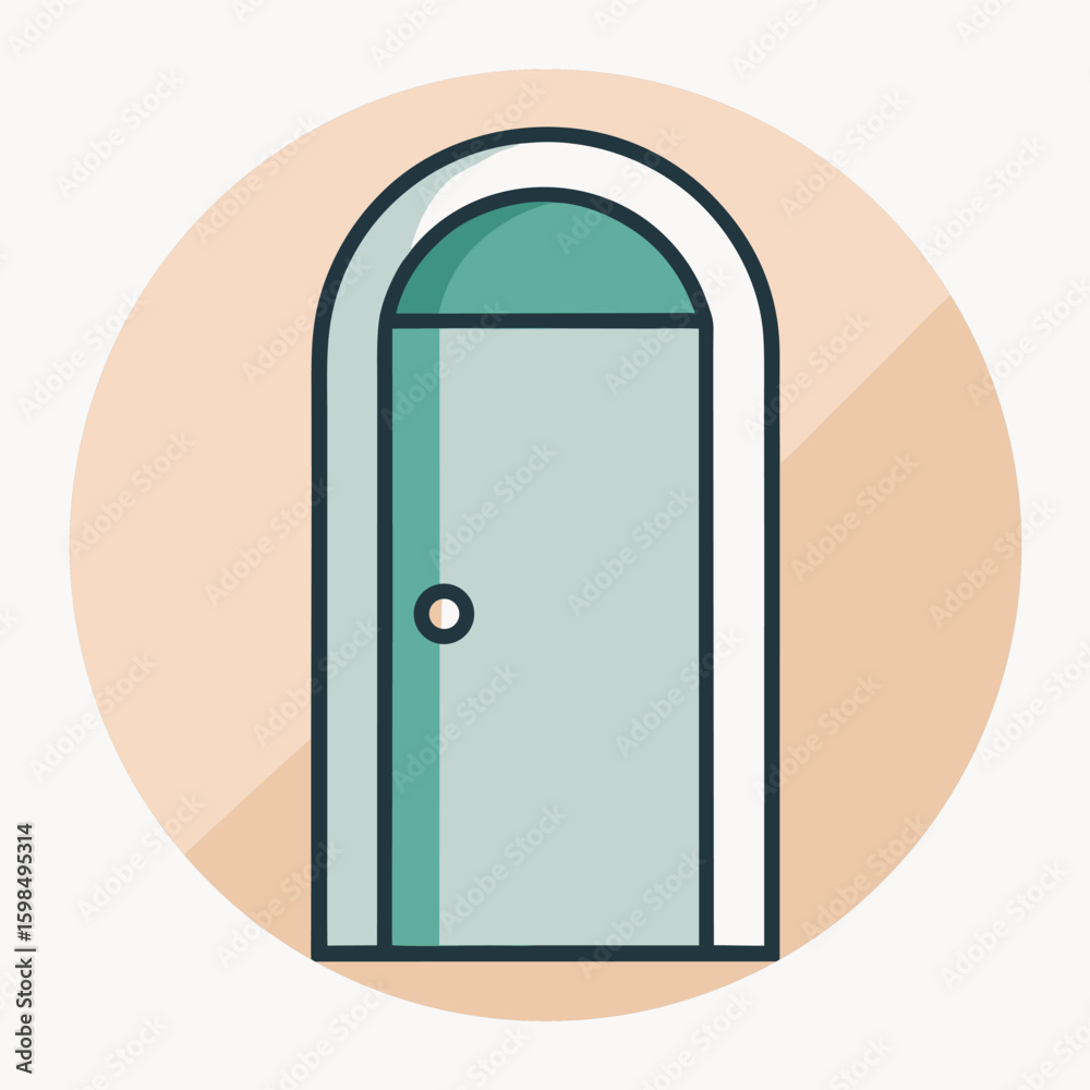 Poster flat geometric door icon with soft neutral colors a simple and modern design for user interface elem