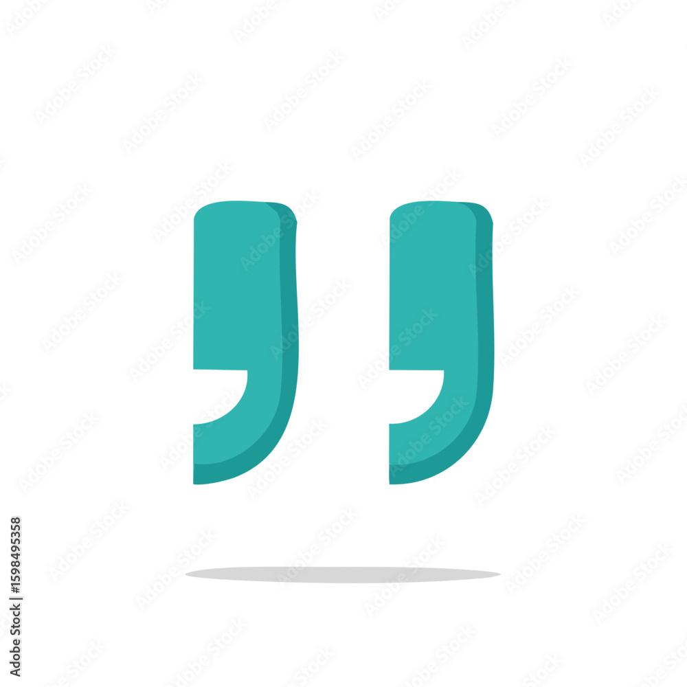Fototapete turquoise quotation marks isolated for graphic elements and text highlights