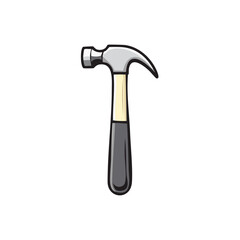 Illustration of Claw Hammer Tool with Wood Handle for Carpentry and Construction