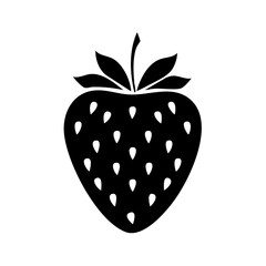 Elegant Strawberry Silhouette Design featuring Leafy Top and Visible Seeds for Food and Fruit Illustrations