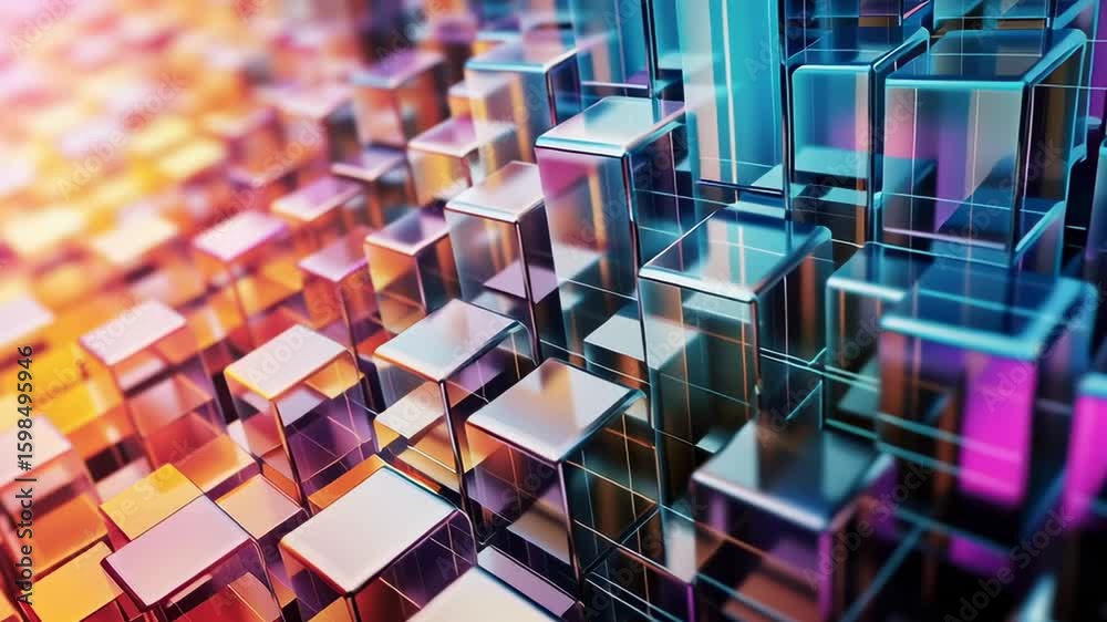 Aufkleber a colorful image of many cubes in different colors. the cubes are arranged in a way that creates a s