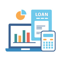 Online loan calculator with sliders and results isolated on white background