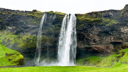 A waterfall on a cliff