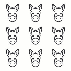 Nine donkey heads icon pattern isolated on white background