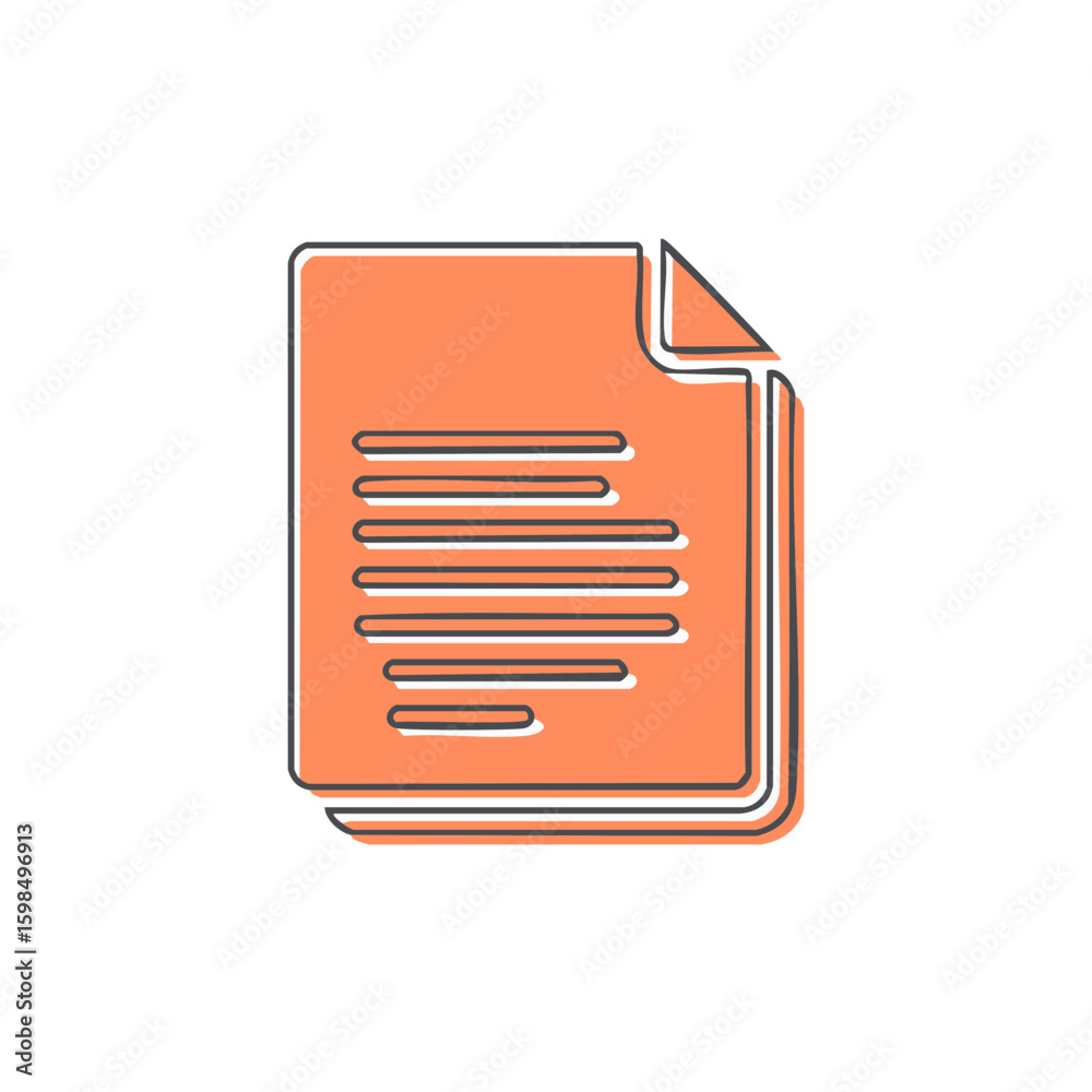 Fototapete modern style orange paper sheet stack with text icon showing file content