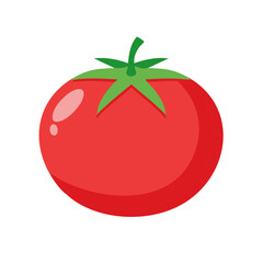 Single Ripe Red Tomato with Green Stem Fresh Produce Illustration Graphic