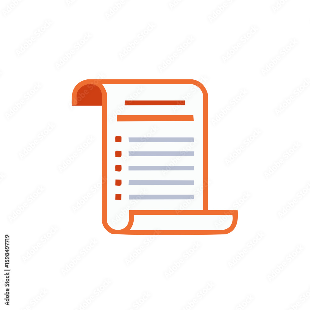 Poster orange flat design to do list document with lines and bullet points on a white background