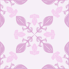 Delicate botanical repeat in soft pink with vine and leaf motifs. Pastel Florals Elegant Baroque  Plant Art Seamless Pattern Ideal for fabric, wallpaper feminine branding paper design vintage textiles
