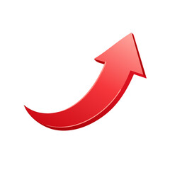 Curved Red Arrow Pointing Upwards Depicting Positive Growth and Direction