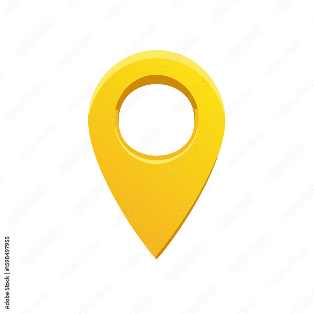 Poster bright yellow pin pointer marking location on gps maps navigation technology