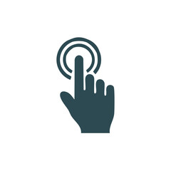 Obraz premium Finger touching a circle on a touchscreen, hand gesture interacts with user interface, pointer indicates touch motion