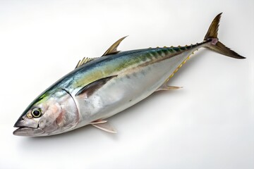 Freshly caught tuna fish on a white background