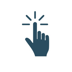 Obraz premium Hand touching with finger, click icon, choice and selection concept, human action symbol