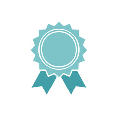 Teal blue rosette award icon conveys achievements rewards and excellent service recognition with a clean presentation and minimalist design