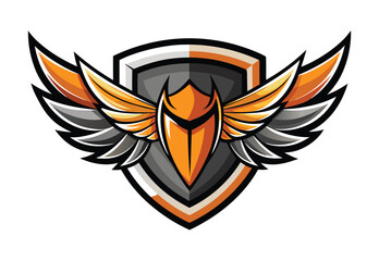 Fototapeta premium Winged Shield Mascot Logo Vector Design for Clipart Illustration Emblem Symbol Element Art