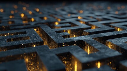 Digital abstract of a Bitcoin labyrinth highlighting the complexity and thrilling challenges in crypto business