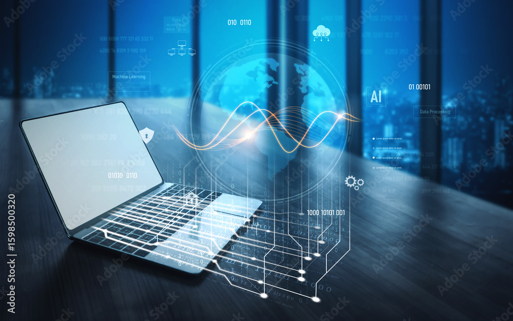 Poster global ai and data processing system enhances data, ai, and processing efficiency through digital ne