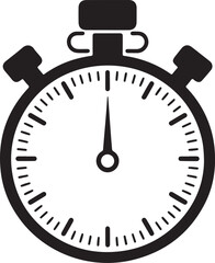 Black silhouette of a stopwatch on a white background