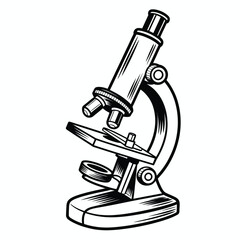 Vintage style microscope illustration for science and discovery