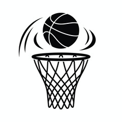 Basketball going through the hoop with motion lines © ariyan