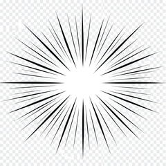 Obraz premium Black and white starburst bursting effect on transparent background