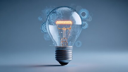 Radiant Incandescent Lightbulb Surrounded by Abstract Digital Graphics Symbolizing Innovation and Modernity in Design