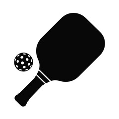 Pickleball paddle and ball silhouette icon