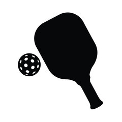 Pickleball paddle and ball silhouette icon