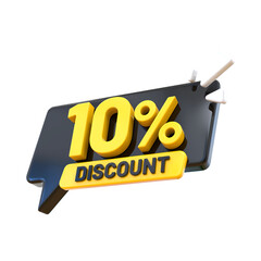 3d illustration 10 discount tag icon for marketing campaign creative user interface web design symbol

