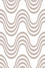 Abstract beige wavy lines on white pattern