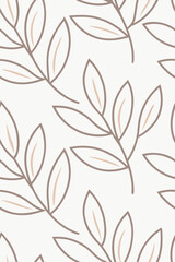 Delicate botanical pattern with thin organic outlines thin lines leaves