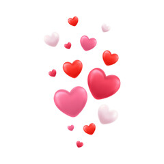 3d love red , white and pink heart	