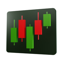 Trading chart. Stock trade data on graph. Financial diagram with assets values moving up and down. Investment, finance and analysis. Buy, sell on stockmarket. 3D Illustration PNG