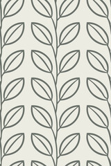 Fototapeta premium Thin linear leaves pattern on cream background leaf pattern botanical