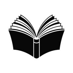 Open book silhouette symbol of knowledge and learning