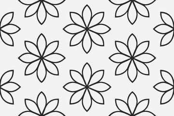Black floral pattern on white background minimalist