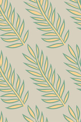 Delicate botanical pattern with pale yellow and green leaves floral nature