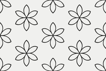 Fototapeta premium Minimalist floral pattern with black outlines on white linear