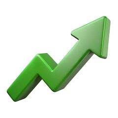 Green Upward Trend Arrow on Transparent Background