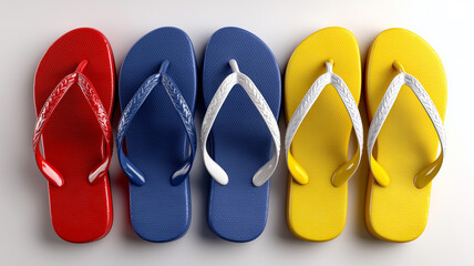 Brightly colored floating tsinelas on a vibrant background ready for summer fun