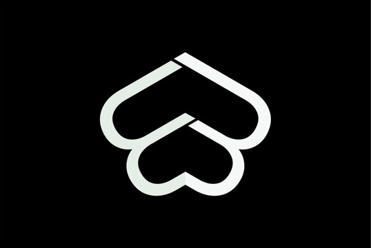 BB letter log design Sleek Abstract Symbol Intertwined Hearts in Minimalist Design on Black Background