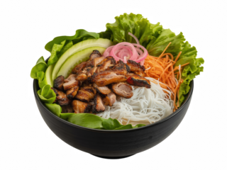Grilled Chicken Vermicelli Bowl with Fresh Vegetables
