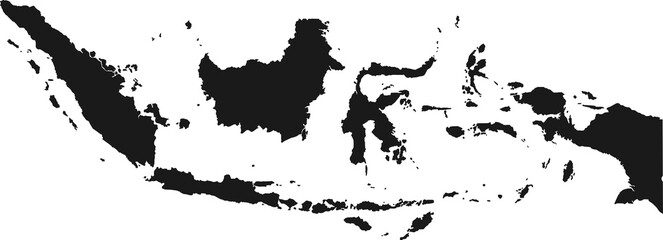 Silhouette of Indonesia map illustration isolated on transparent background