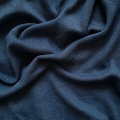 Draped Dark Blue Fabric with Soft Folds and Texture