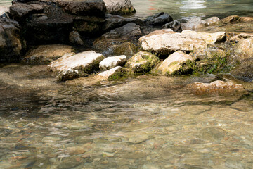 Stunning limestone formations and clear waters at Cueva del Gato near Ronda Spain show nature's beauty
